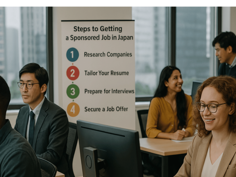 Foreign professional working in a visa-sponsored job in Tokyo, Japan