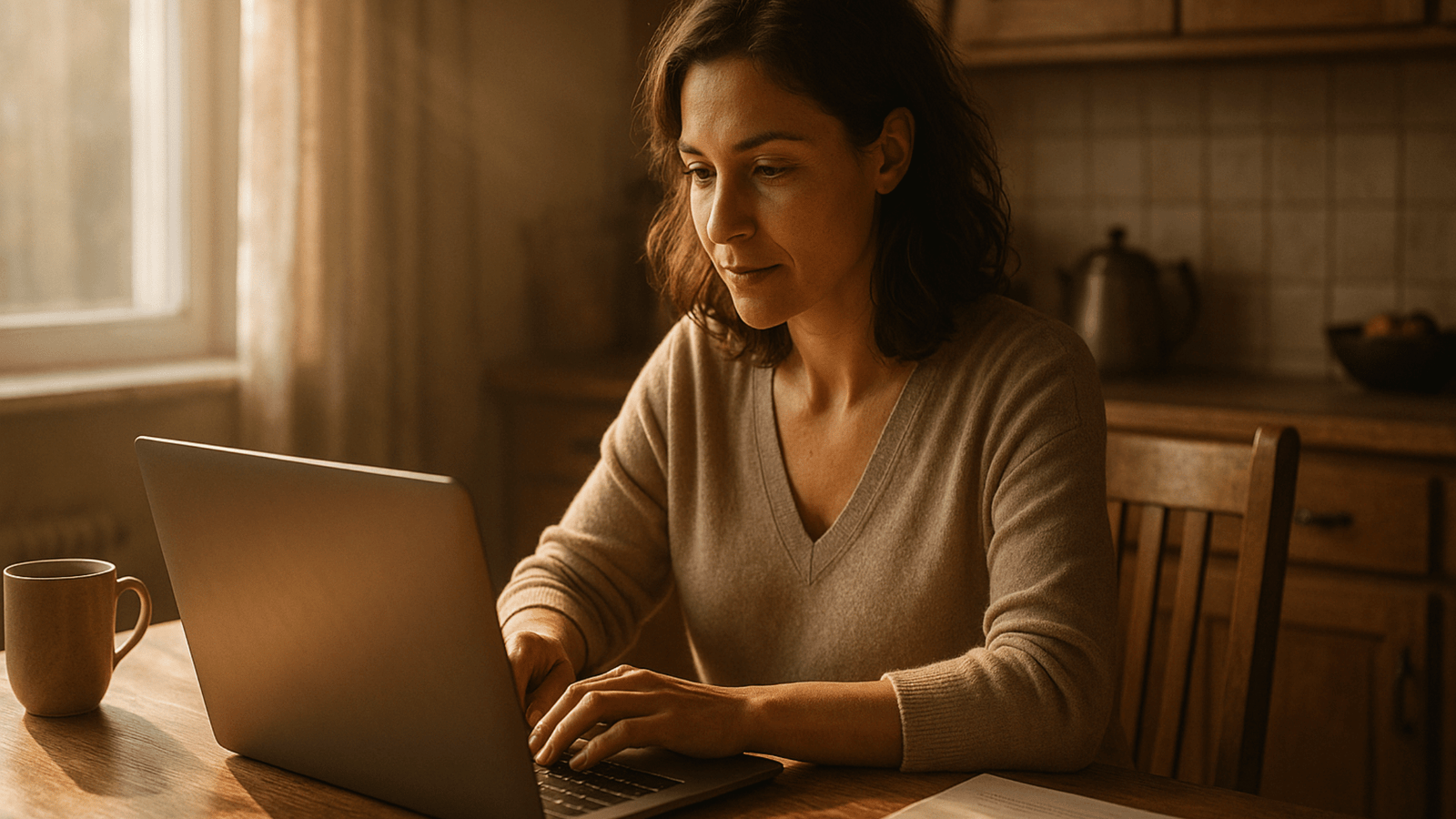 Housewife managing work from home jobs while balancing family life in 2025.