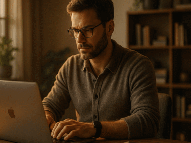 Professional working remotely on laptop at home, symbolizing work from home jobs in 2025.